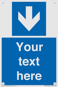 Custom Mandatory directional sign, blue arrow down